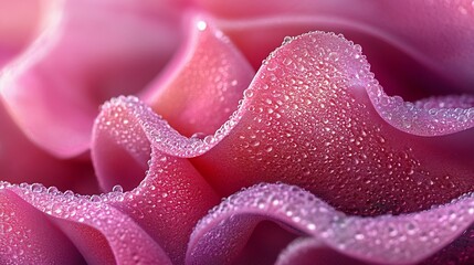 Close-up of pink flower petals with water droplets.