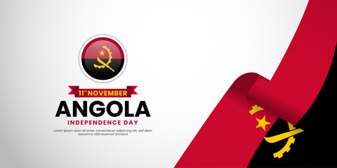 Angola independence day waving flag background with blank space area