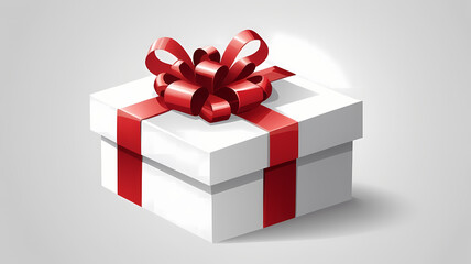 Fototapeta premium Red gift box with a ribbon, perfect for Christmas, birthdays, and anniversaries, isolated with a gold bow, symbolizing celebration and surprise