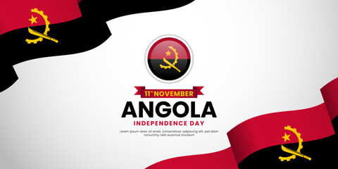 Angola independence day waving flag background with blank space area