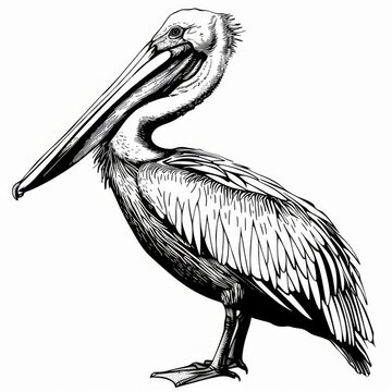 recommend clip art: Black and White Pelican Illustration on Clean Background