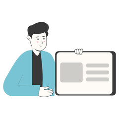 Businessman Character with Hand Drawn Design Style. Isolated Illustration on White Background.