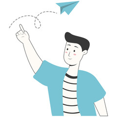 Businessman Character with Hand Drawn Design Style. Isolated Illustration on White Background.