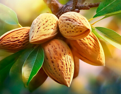 Frutos de almendra madura.