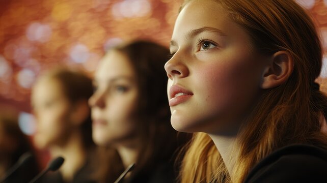 Profile of a focused young girl engaged in thoughtful discussion.