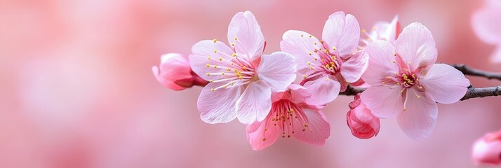 Pink Cherry Blossoms in Full Bloom