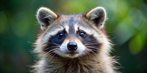 Obraz premium Funny cute raccoon close up with adorable expression , raccoon, animal, cute, humor, wildlife, mammal, furry, close up