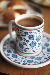 a cup of turkish coffee on table 
