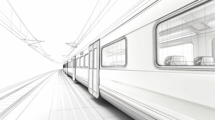 Naklejka premium Minimalist 3D Train Concept in Clean White Space