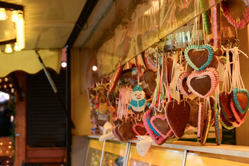 Stall with sweets at Christmas fair