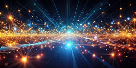 Abstract digital background with glowing lines and particles, technology, futuristic, abstract, digital, background