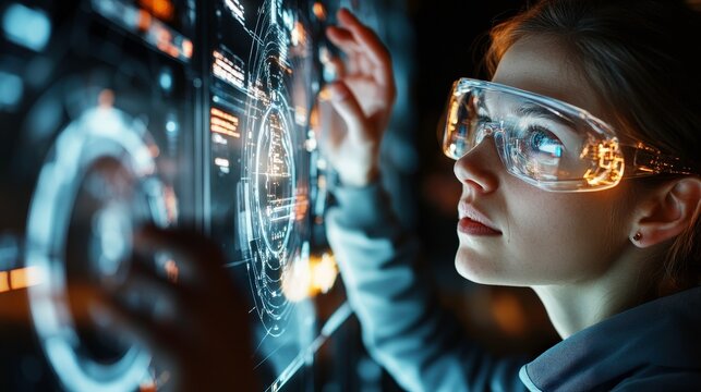 A busy training session in a high-tech classroom setting, highlighting professionals participating in a cybersecurity simulation, with digital interfaces projected on the walls