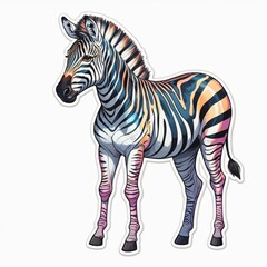Fototapeta premium zebra, standing, full body, no background, colorful