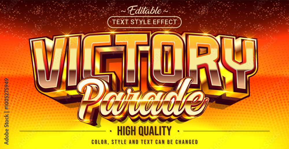 Poster editable text style effect - victory parade text style theme.
