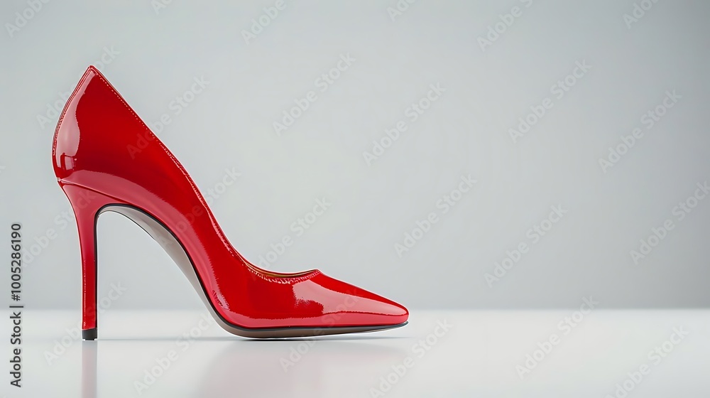 Wall mural A stylish red high-heeled shoe on a minimalist background.