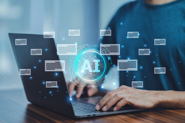 Businessmen use AI-powered systems to efficiently manage large volumes of documents ensuring secure...