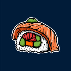 sushi line art style sketch classic vintage design illustration