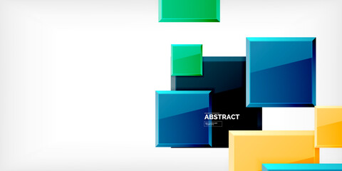 Colorful squares with reflections abstract background design. Vector Illustration For Wallpaper, Banner, Background, Card, Book Illustration, landing page