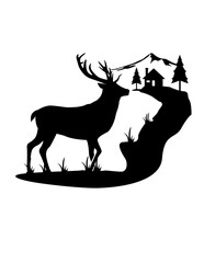 Deer Scene | Deer | Outdoor Scene | Camp Life | Forest Animal | Nature Scene | Hunting Deer | Wildlife | Original Illustration | Vector and Clipart | Cutfile and Stencil