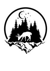 Deer Scene | Deer | Camp Life | Wild Animal | Bucks | Wildlife | Forest Animal | Nature Scene | Original Illustration | Vector and Clipart | Cutfile and Stencil
