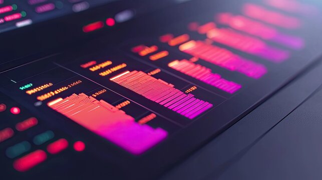 A modern sound mixing interface displaying colorful sound waves and digital controls, emphasizing audio technology and visual aesthetics.