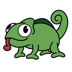 cute character cameleon cartoon animals for children book illustration