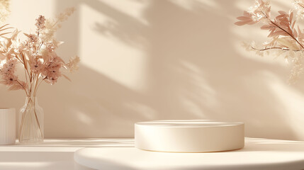 elegant product display with floral backdrop