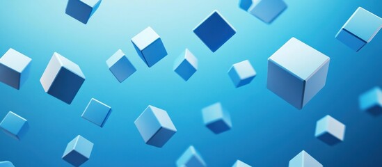 Fototapeta premium Abstract Blue Cubes Floating In Space