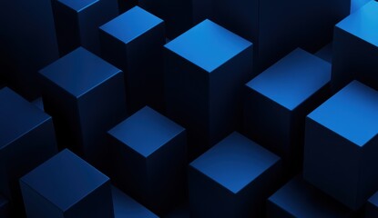 Obraz premium Abstract Blue Cube Pattern - Minimalistic 3D Design