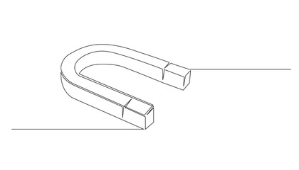 one continuous line drawing of magnet.one line drawing of magnet icon.single line vector illustration.isolated white background