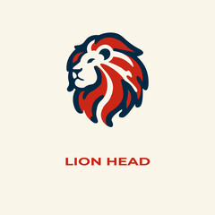 Unique, minimalist, simple colored lion or lion head logo illustration