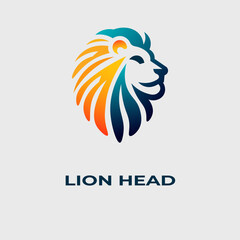 Unique, minimalist, simple colored lion or lion head logo illustration