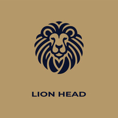 Unique, minimalist, simple colored lion or lion head logo illustration