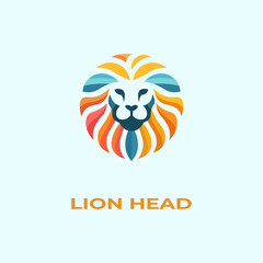 Unique, minimalist, simple colored lion or lion head logo illustration