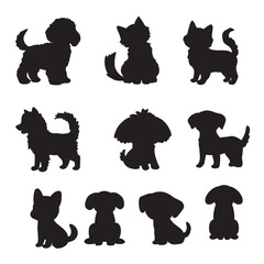 Isolated dogs on the white background. Dogs silhouettes. Vector EPS 10.	