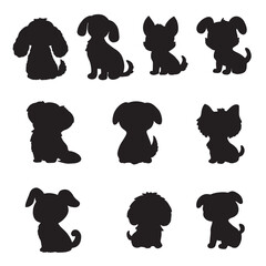 Isolated dogs on the white background. Dogs silhouettes. Vector EPS 10.	