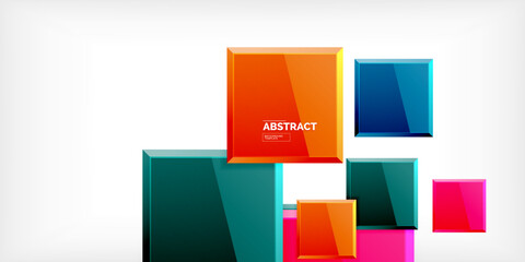 Fototapeta premium Colorful squares with reflections abstract background design. Vector Illustration For Wallpaper, Banner, Background, Card, Book Illustration, landing page