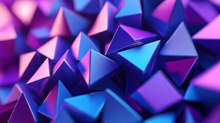 Abstract Composition of Blue and Purple Pyramids