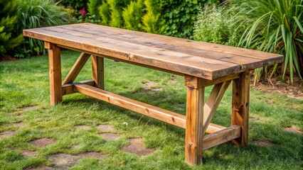 Charming wooden tabletop bench enhances any dining experience, ideal for decoration or outdoor activities, bringing