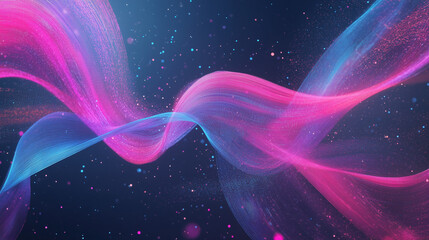 Fototapeta premium A modern, dynamic abstract design that combines fluid, ribbon-like strands of light in vibrant neon pinks v3