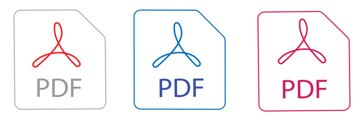 PDF file format vector icon set flat trendy style, PDF file download icon set flat trendy vector illustration isolated on white background.