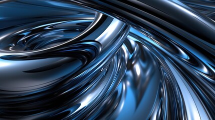 Abstract Swirling Metallic Blue and Black Surface
