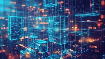 Obraz premium Abstract Digital Blockchain Network - Technology Concept