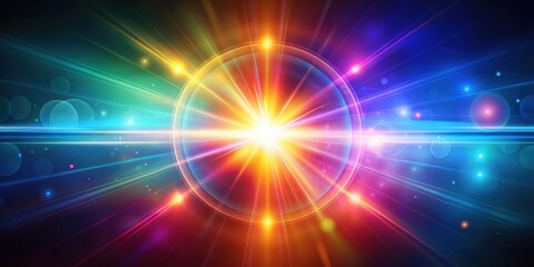Fototapeta premium Colorful abstract light glow from lens flare creating optical flash spotlight background, lens flare, colorful, abstract