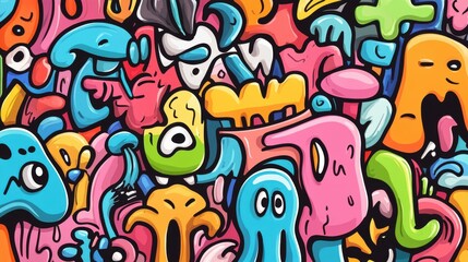 Explore vibrant vector illustrations in playful graffiti style, perfect for enhancing urban decor with a contemporary edge.