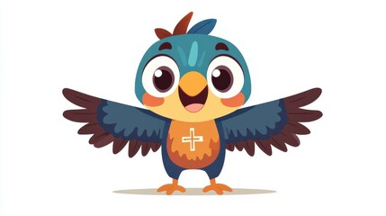 Obraz premium Meet the cheerful macaw, a friendly guide that turns math into a fun adventure for young learners in school.