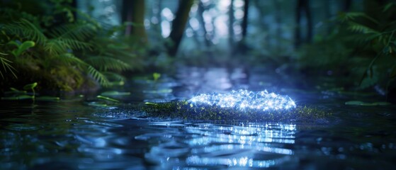 Fototapeta premium Sparkling Stream in a Tranquil Forest Scene