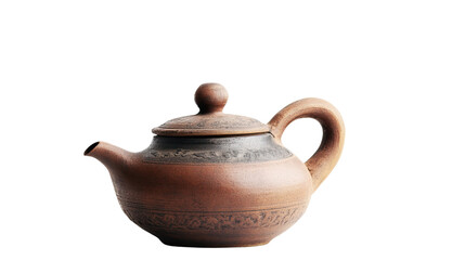 clay teapot on transparent background