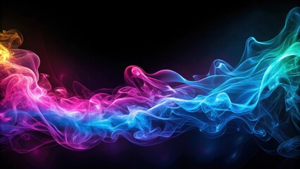 Obraz premium Neon smoke waves background, neon, smoke, waves, abstract, vibrant, colorful, glow, illuminated, futuristic, digital, design