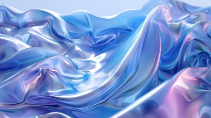 Abstract Blue and Purple Iridescent Fabric Draped in Waves